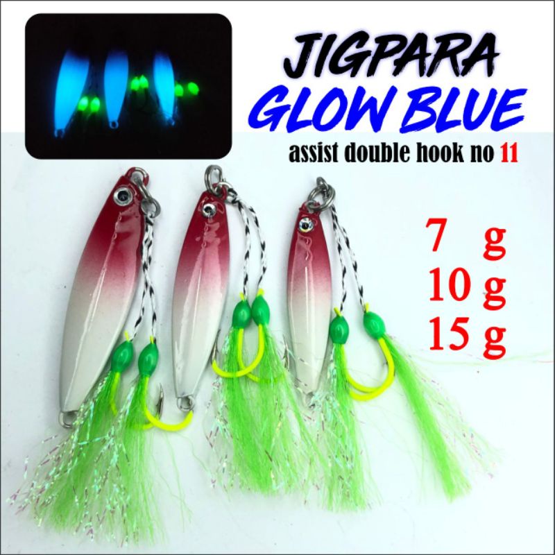 Jigpara Glow Blue + Assist Double Hook Neon #11