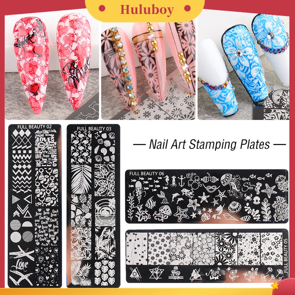 Huluboy Huluboy♡ Plat Stempel Kuku Bahan Stainless Steel Untuk Manicure