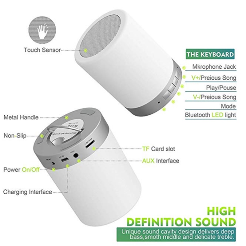 Speaker Bluetooh Lampu Tidur Led CL-671 CL671 Touch RGB Speaker Lampu LED Smart Touch Lamp Speaker Lampu Tidur 8mode LED