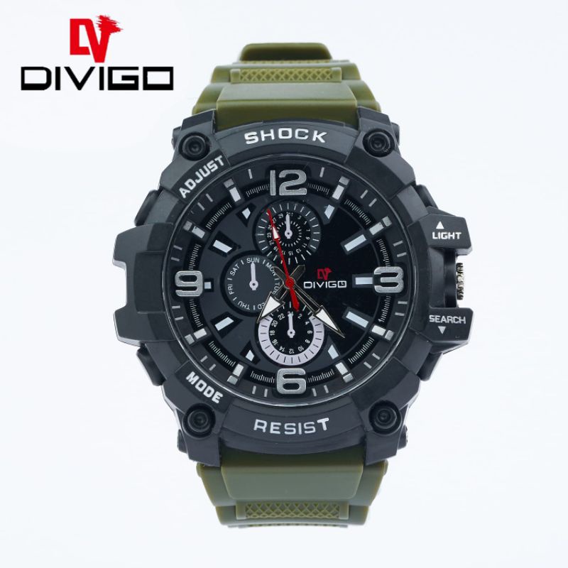 (Terima Cod)Jam Tangan Pria Divigo Adjust Water Resist/Anti Air Strap Rubber/Karer(Dikirim Jakarta)