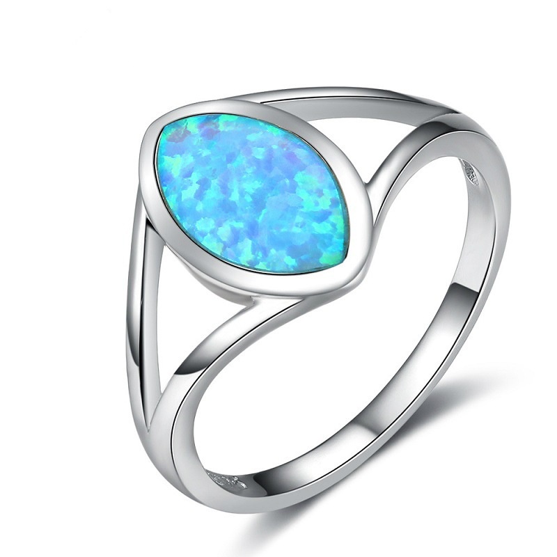 New Fashion Blue Opal Oval Ladies Engagement Ring