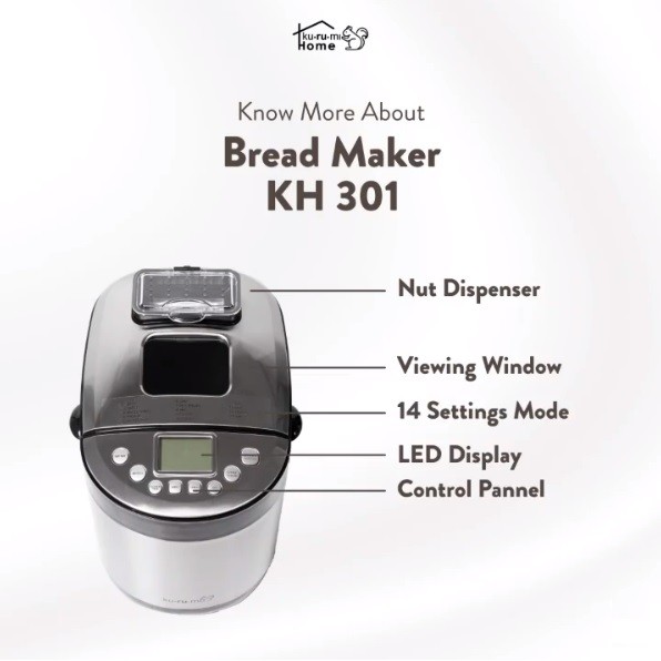 Kurumi Home Bread Maker KH-301 / Mesin Pembuat Roti