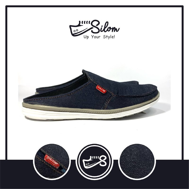 Silom sepatu sandal slop dengan bahan levis sepatu pria size 39-43!!!