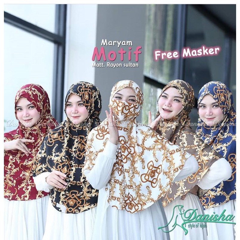 hijab maryan motif batik free masker