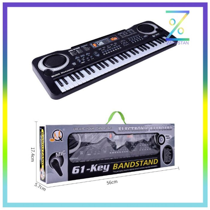 Digital Electronic Keyboard 61 Keys - MQ-6106 - Black