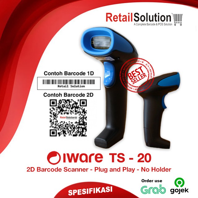 Barcode Scanner 2D USB Handheld - Iware TS20 / TS-20 / TS 20