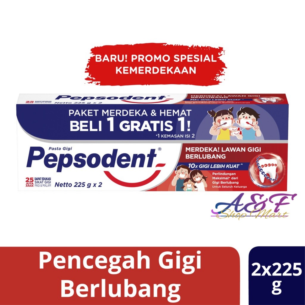 Pepsodent White Pasta Gigi Pencegah Gigi Berlubang 225gr Isi 2 [ORIGINAL]