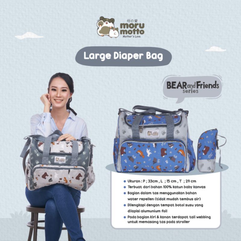 Morumotto Large Diaper Bag Bear And Friends Series / Tas Perlengkapan Bayi MMT7005