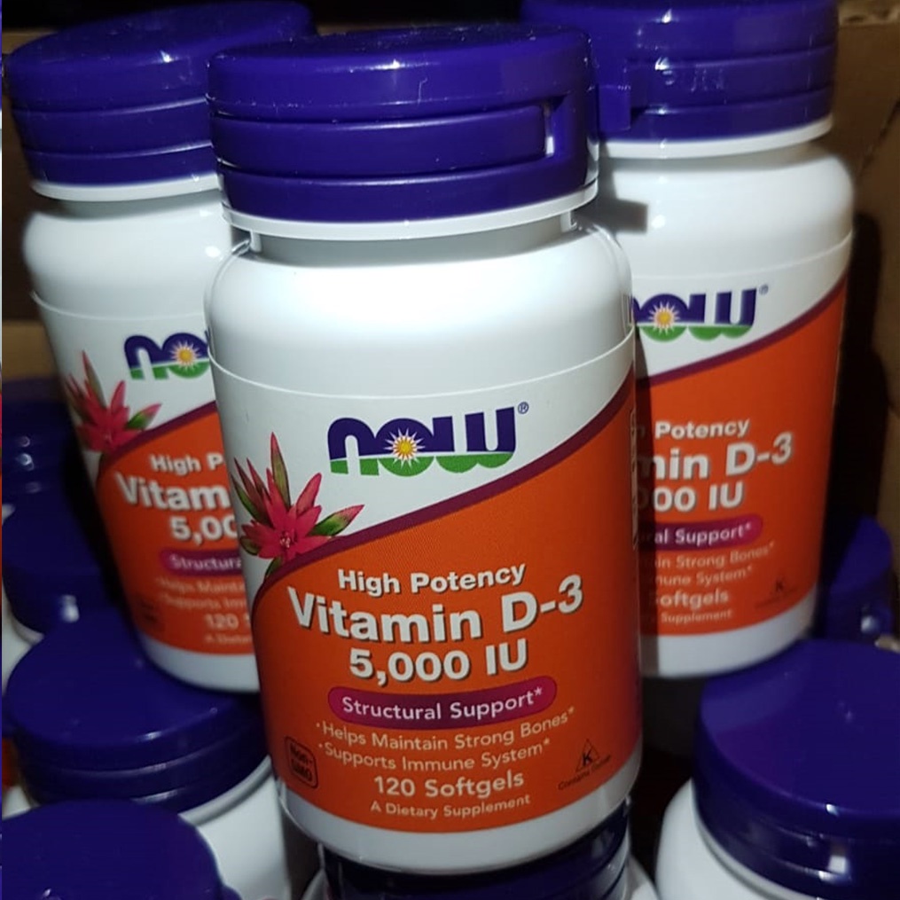 NOW FOODS Vitamin D3 5000 IU High Potency 120 softgel - Vit D Impor MADE IN USA