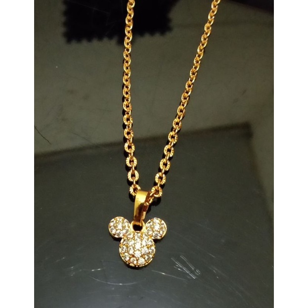 kalung xuping Mickey mouse dewasa berlapis emas dengan mata zircon uk45cm