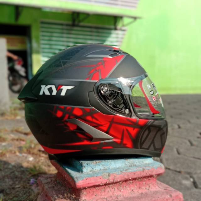 KYT FALCON FR SPIKE GUNMETAL DOFF/RED DOBEL VISOR