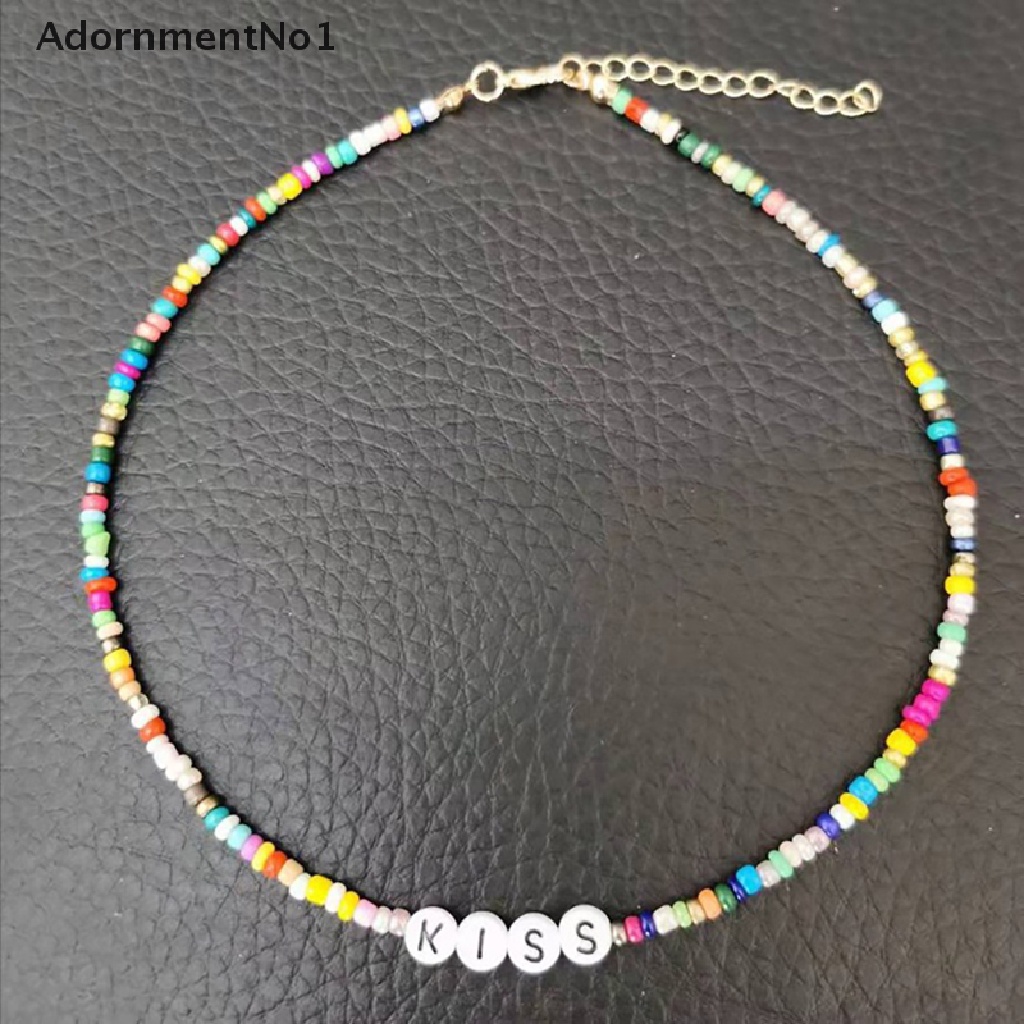 (AdornmentNo1) Kalung Choker Handmade Diy Dengan Liontin Bentuk Hati + Tulisan Model Bohemia Untuk Wanita