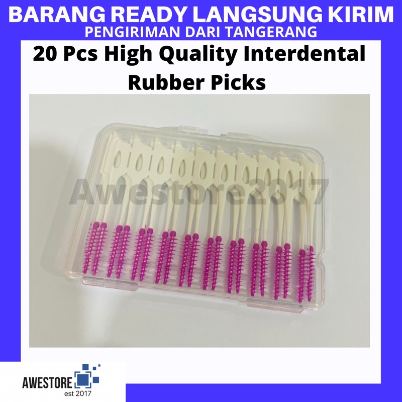 20 Pcs Rubber Tip Interdental Brush Soft Pick Tusuk Gigi Karet Behel Ortho