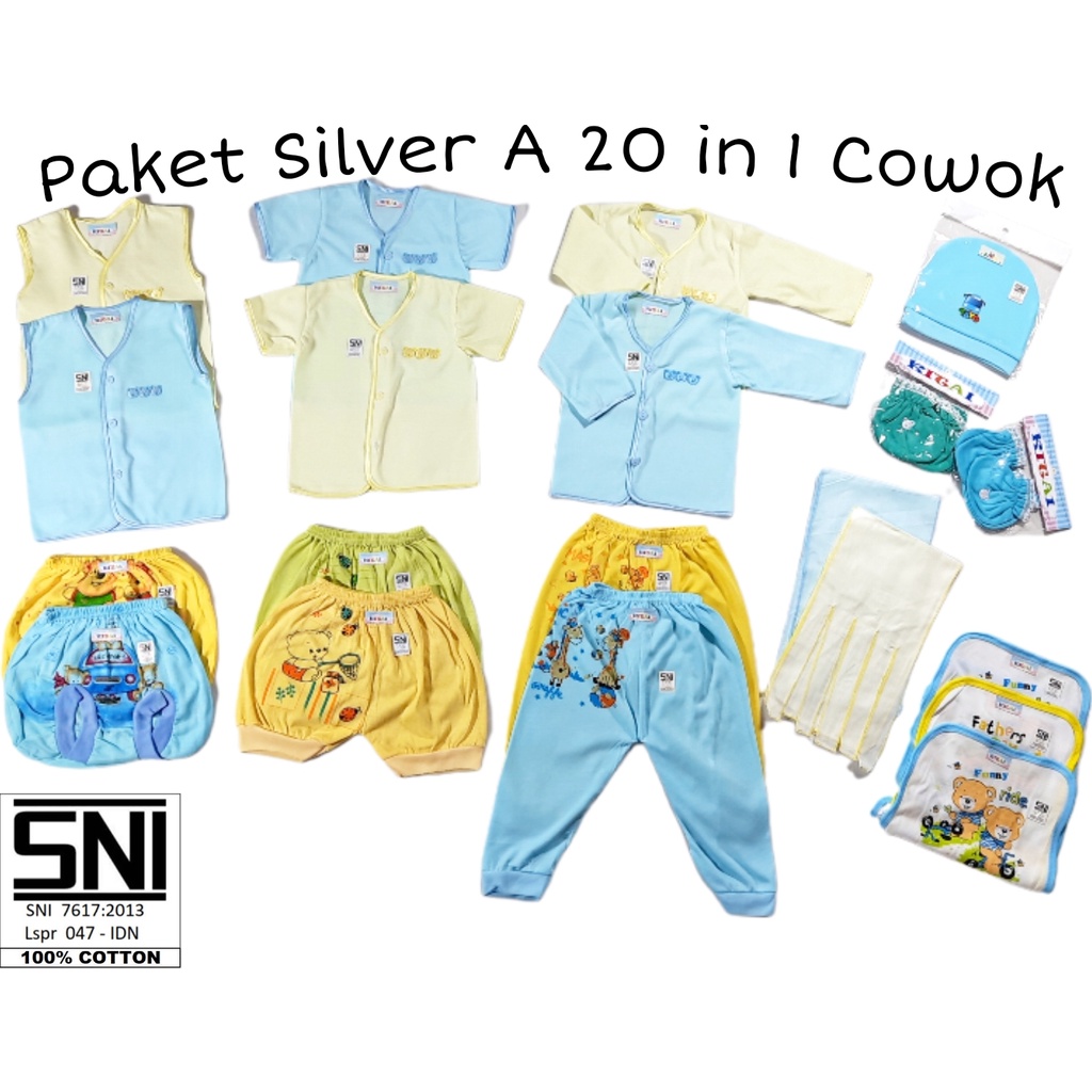 PAKET BAJU BAYI BARU LAHIR / HAMPERS FOR NEWBORN SILVER A 20 IN 1