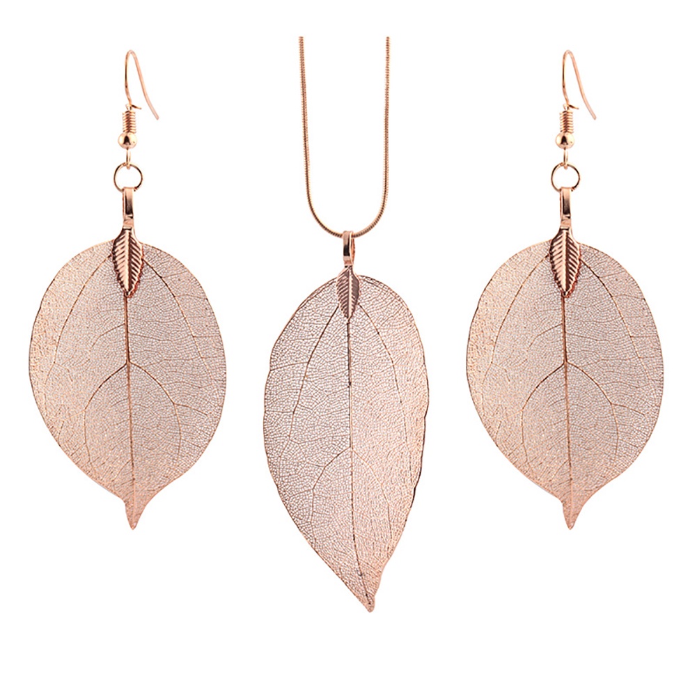 Hu Hu Hu Hu Hu Alat Bantu Pasang Kacamata♡ Set Kalung Rantai Liontin Daun Bahan Alloy Untuk Wanita