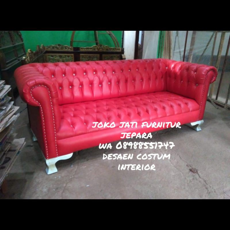 sofa Chesterfield 3 dudukan kain oscar/sofa retro/sofa minimalis