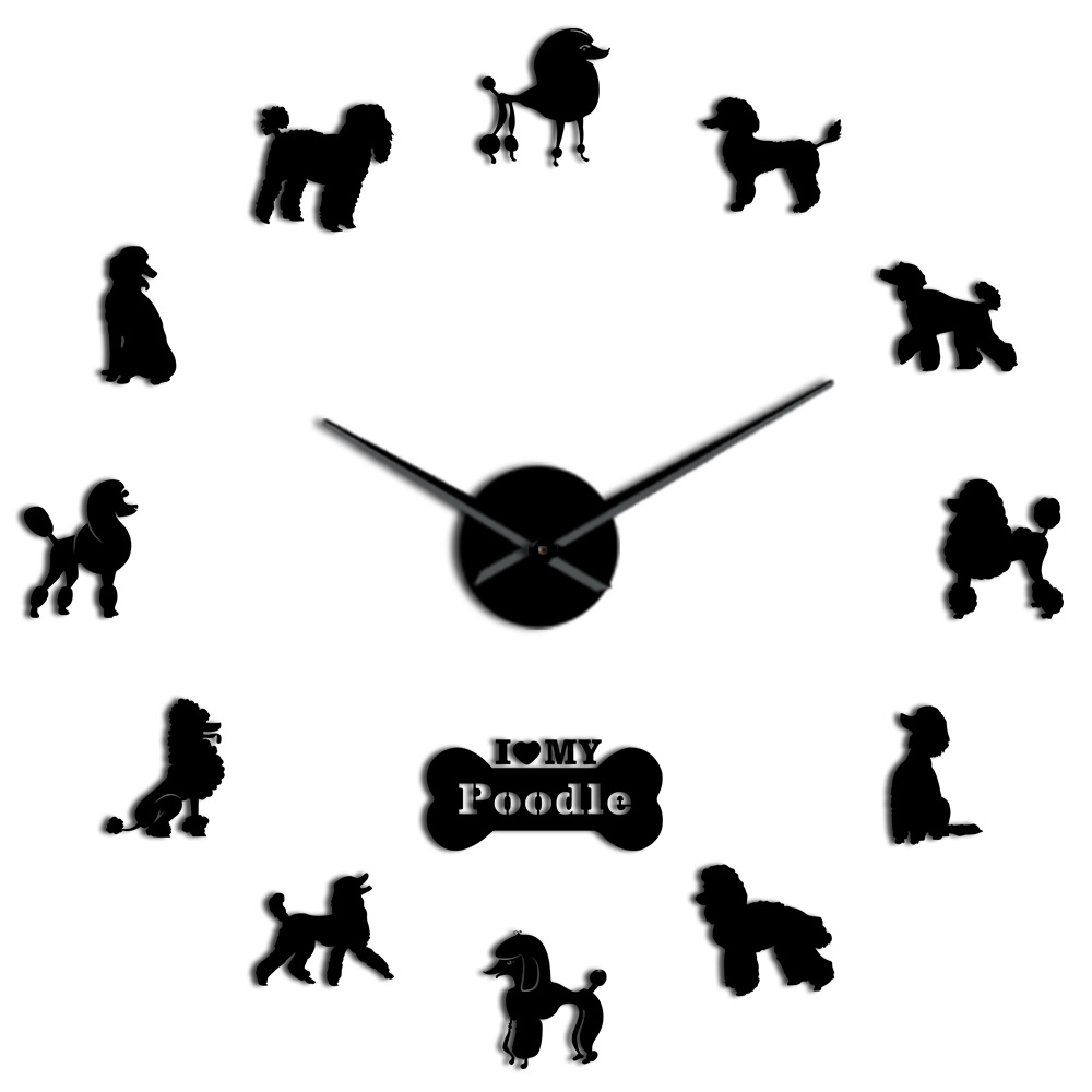 Poodle Big Hand Modern Wall Clock Poodle Dog Diy Wall Clock Black Shopee Indonesia