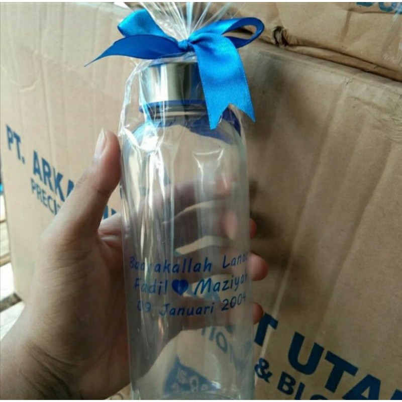 souvenir tambler 420 ml bening FREE sablon nama kemas plastik tali pita