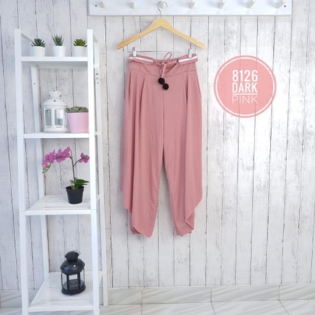 CELANA KULOT ALADIN PANTS MELAR TALI PINGGANG BELT CUBIT MURAH MUSLIMAH PANJANG ABG STYLE 8126