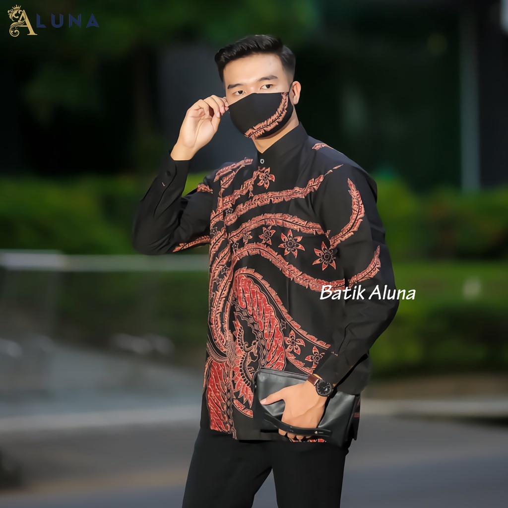 Aluna Baju Kemeja Koko Kurta Pakistan Pria Dewasa Motif Batik Baju Muslim Lengan Panjang Terbaru Good Quality Katun Premium MBA 008