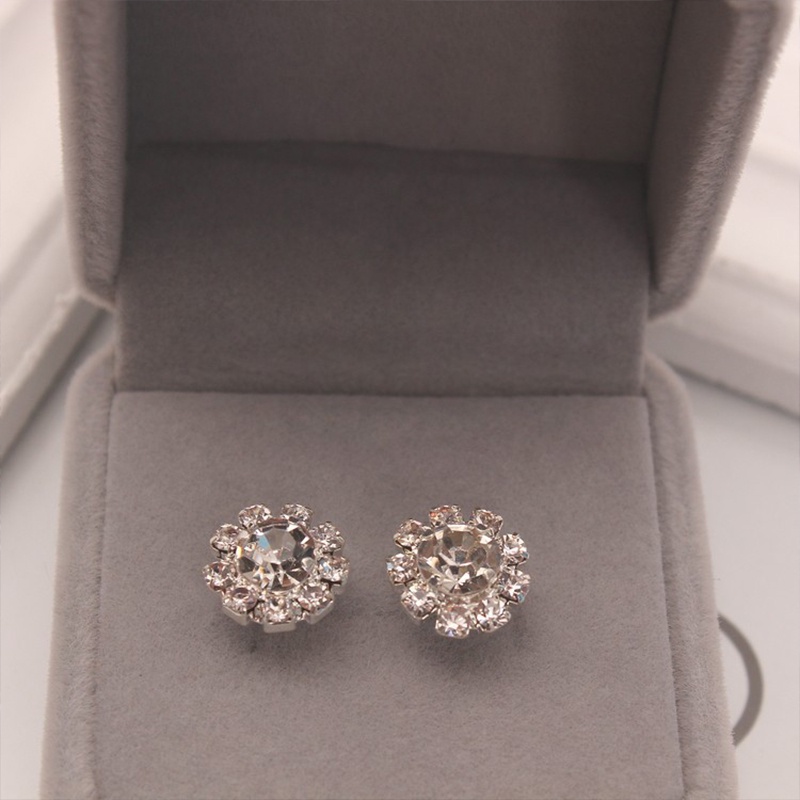 Stud Earrings Romantic Crystal Flower Earrings Perhiasan Pernyataan Untuk Wanita