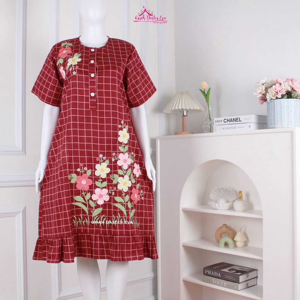 Daster Pendek Rumbai Maroon Bordir Original Omah Daster Eva Busui Friendly