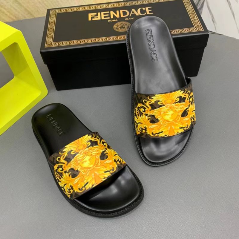 sandal pria Fendace sendal cowok selop slippers branded men P1SHOES mirror top