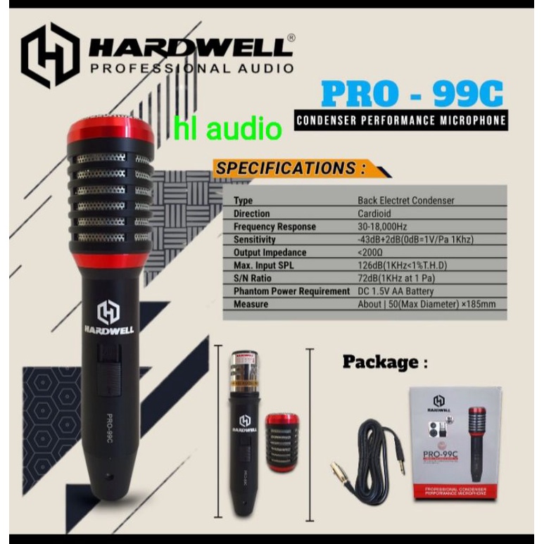 MIC HARDWELL PRO-99 C/PRO 99C MIC CONDENSER ORIGINAL /KABEL