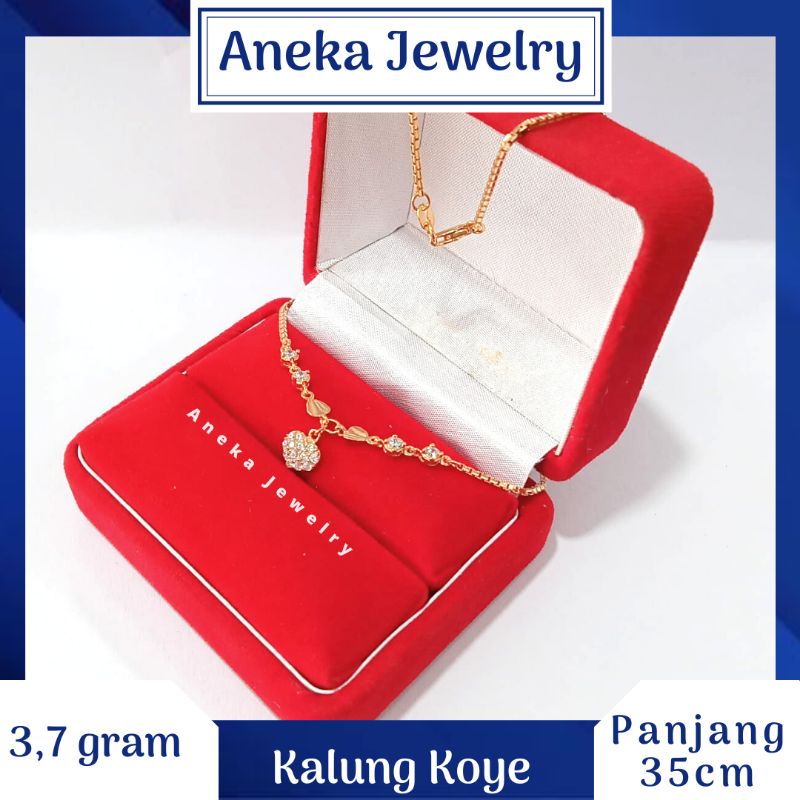 Kalung Koye Anak Love Mata2, Perak 925, Sepuh Emas Rosegold