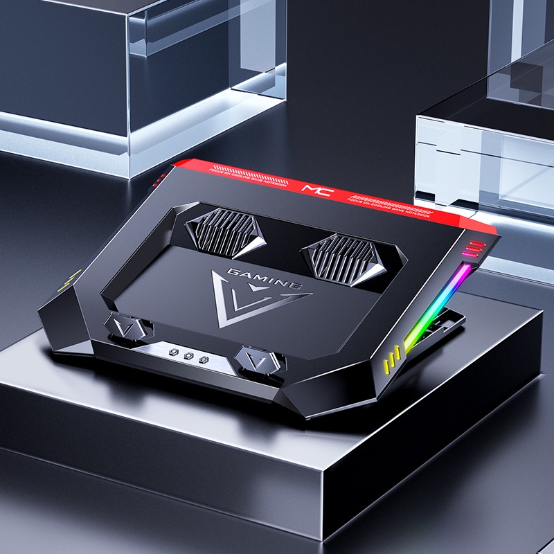 Gaming Cooling Pad Laptop Turbocharged Radiator LED Light 2 Fan