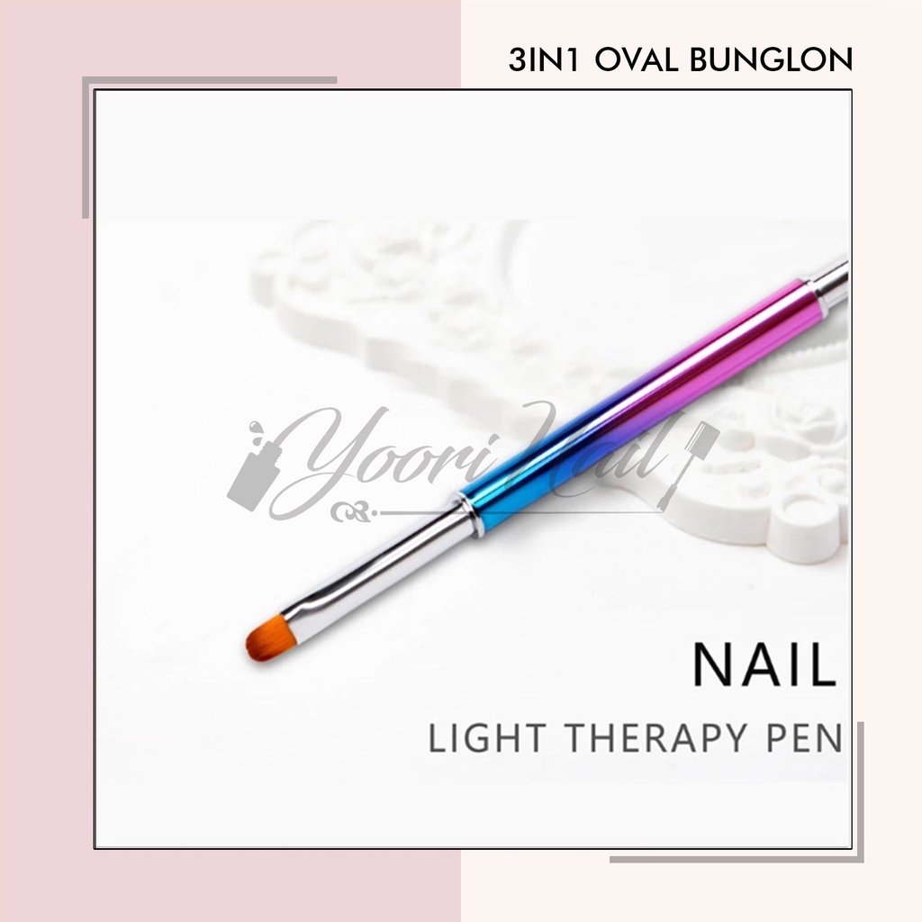 3in1 oval bunglon brush nail art set gel brush nails kuas nailart