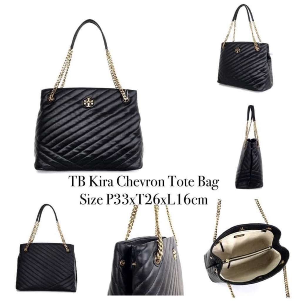 Tory Burch Kira Chevron Tote Black - ORIGINAL 100%