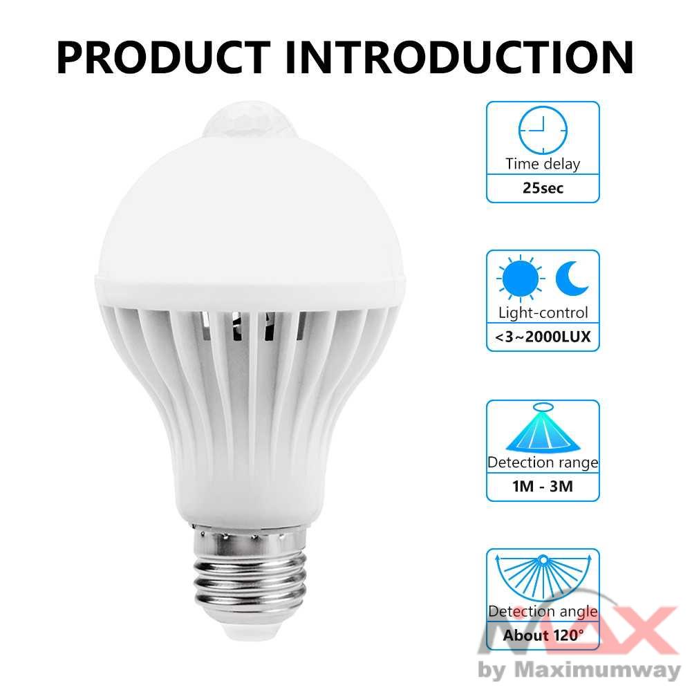 lampu bohlam LED dengan sensor gerak 220V Lampu bohlam LED Smart E27 9W with PIR SensorPIR Motion Sensor LED Bulb E27 Lamp 5W 7W 9W 110V 220V Led Light Induction Bulb Stair Hallway Night Light Corridor Lamps