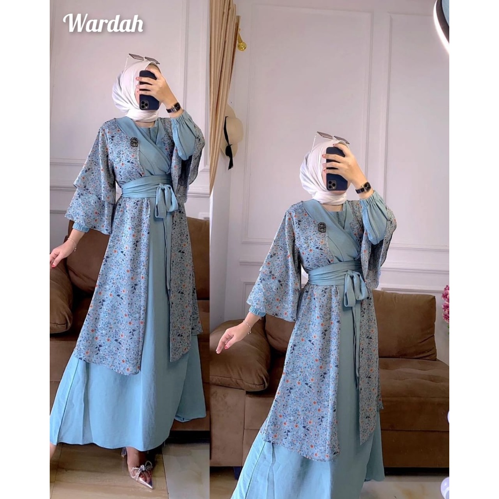 Neva Dress Outer 2in1 / Gamis Rompi Terpisah / Baju Kondangan Pesta Bridesmaid Pernikahan Bahan Cringkel Polos Dan Ceruty Babydoll