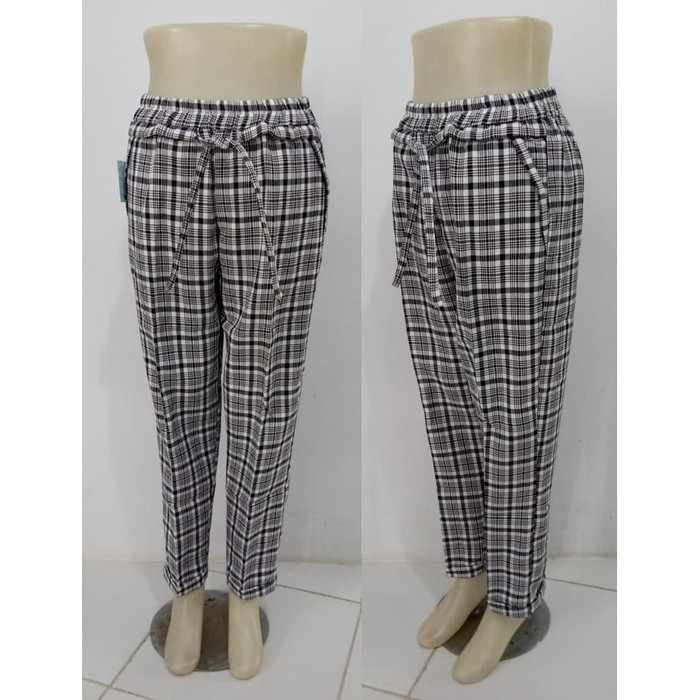 Celana Kain Wanita Melar Model Murah Jogger Bigsize Ut Duapola Ds GG407 Celana Baggy Linen Hitam-C