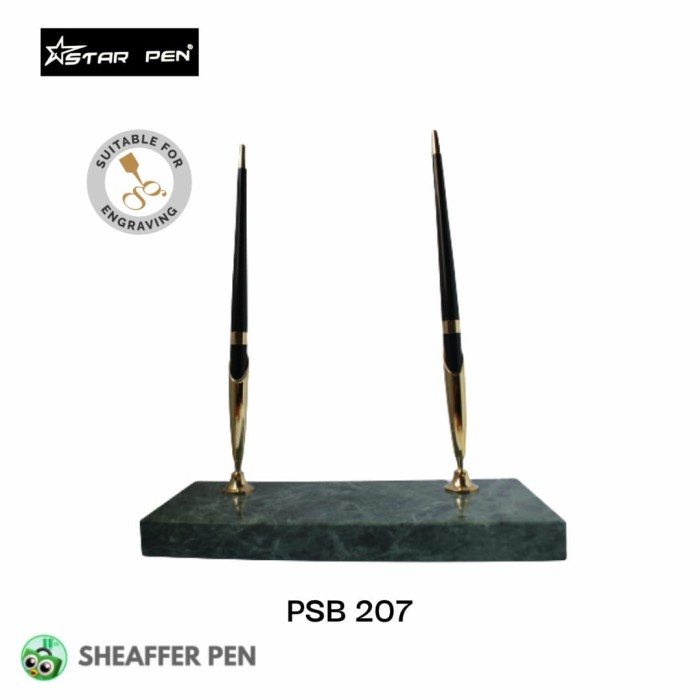 

Trendi Star Pen Green Marble Desk Set With 2 Plastic Black Ballpen Gilaa!!!