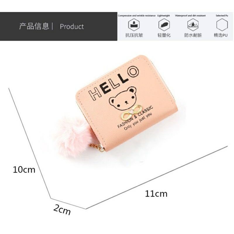 Arifirn FC 11 - Dompet Lipat Wanita Free PomPom