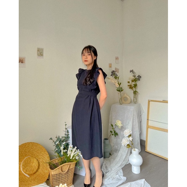 KANON - Akahana Linen Dress - Dress midi pantai musim panas