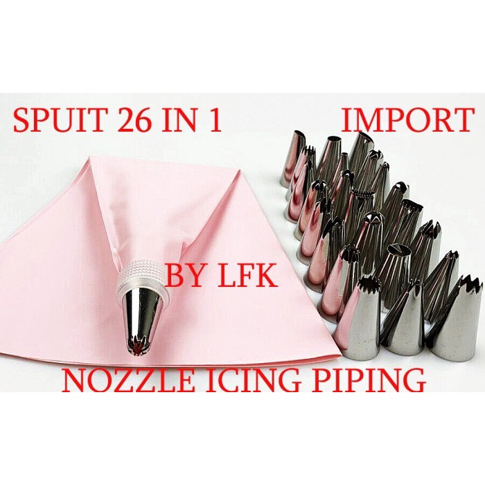 

KUE-PENGHIAS-ALAT- SPECIAL PING 26IN1 ICING PIPING BAG SET CAKE DEKORASI KUE SPUIT NOZZLE - 26IN1