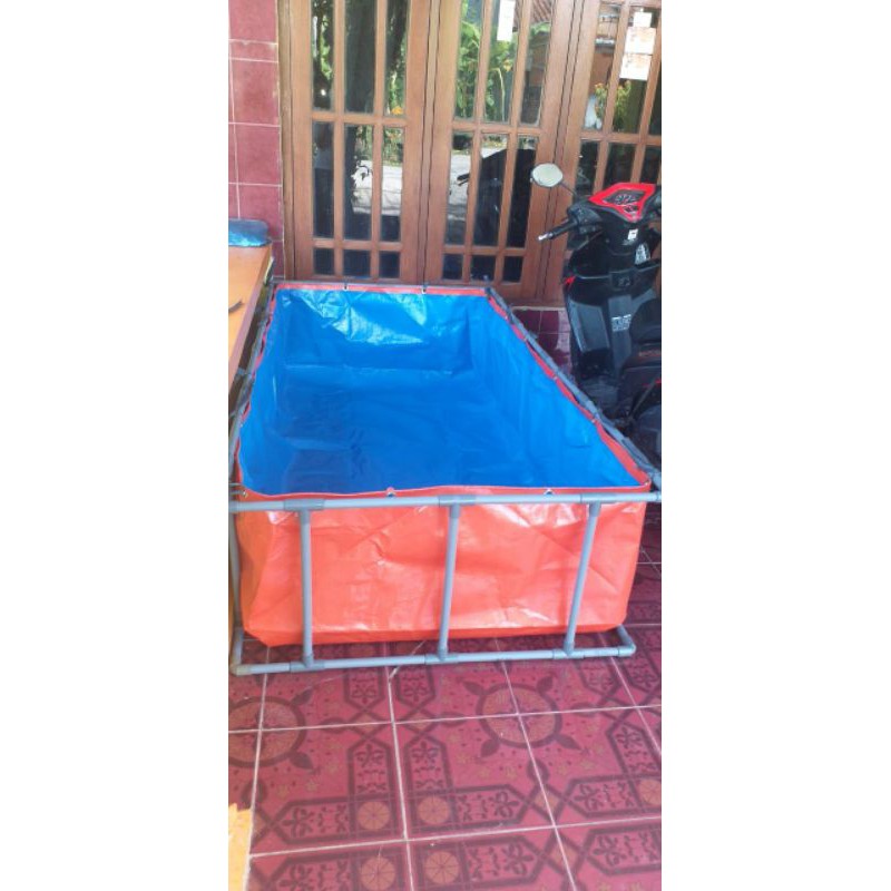 kolam terpal lele full set 3/4" ukuran 2x1x0.5m