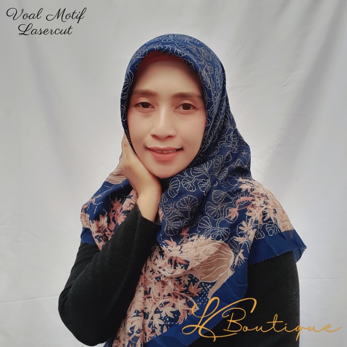 HIJAB SEGIEMPAT PREMIUM JILBAB SEGI EMPAT VOAL MOTIF KERUDUNG SCRAFT PRINTING MUSLIM MURAH BIRU