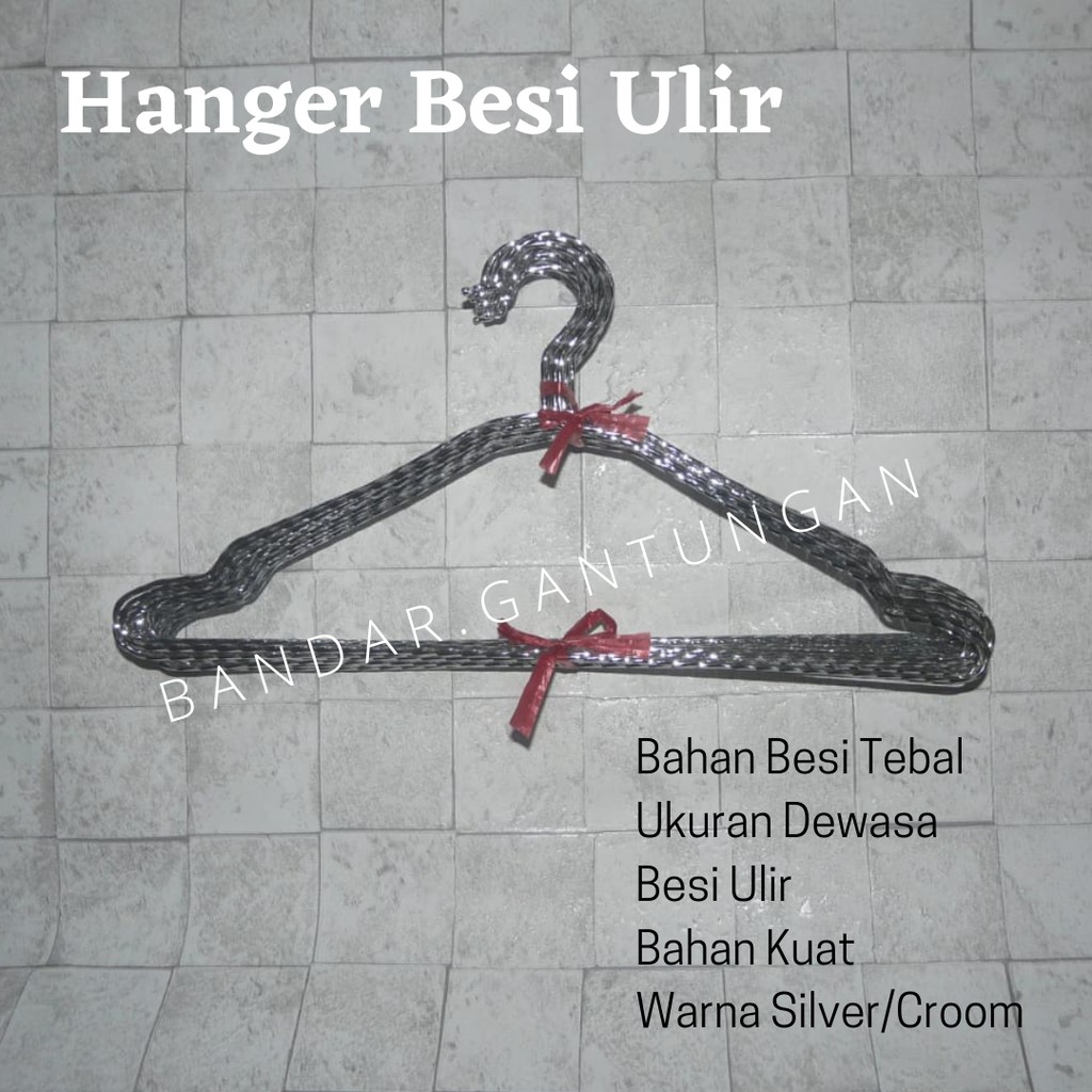 Hanger Besi Ulir Gantungan Baju Ulir Besi Tebal Gantungan Baju Dewasa Warna Silver Atau Croom - Bh