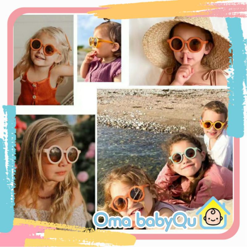 KACAMATA ANAK BULAT ANTI UV KEKINIAN / SUNGLASSES BABY ANTI UV / LUCU / RETRO-3