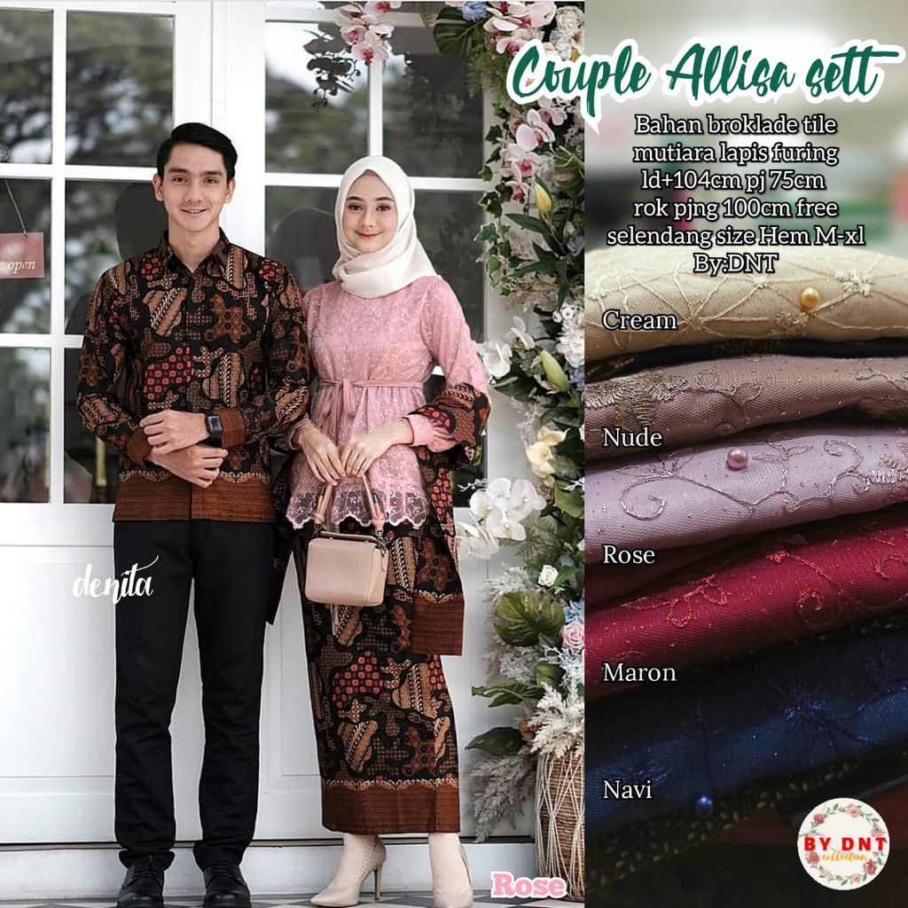 Kebaya Brokat Couple Alisa set Kebaya Modern / Kebaya Tunangan Kebaya Lamaran / Kebaya Wisuda JUMBO