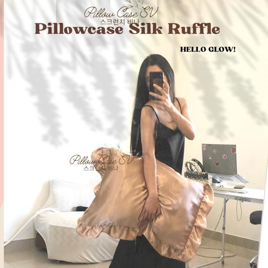 SARUNG BANTAL SILK RUFFLE SV / SARUNG BANTAL SATIN RUFFLE / SARUNG BANTAL SATIN SILK RUFFLE / SARUNG BANTAL RUFFLE / PILLOWCASE SILK RUFFLE