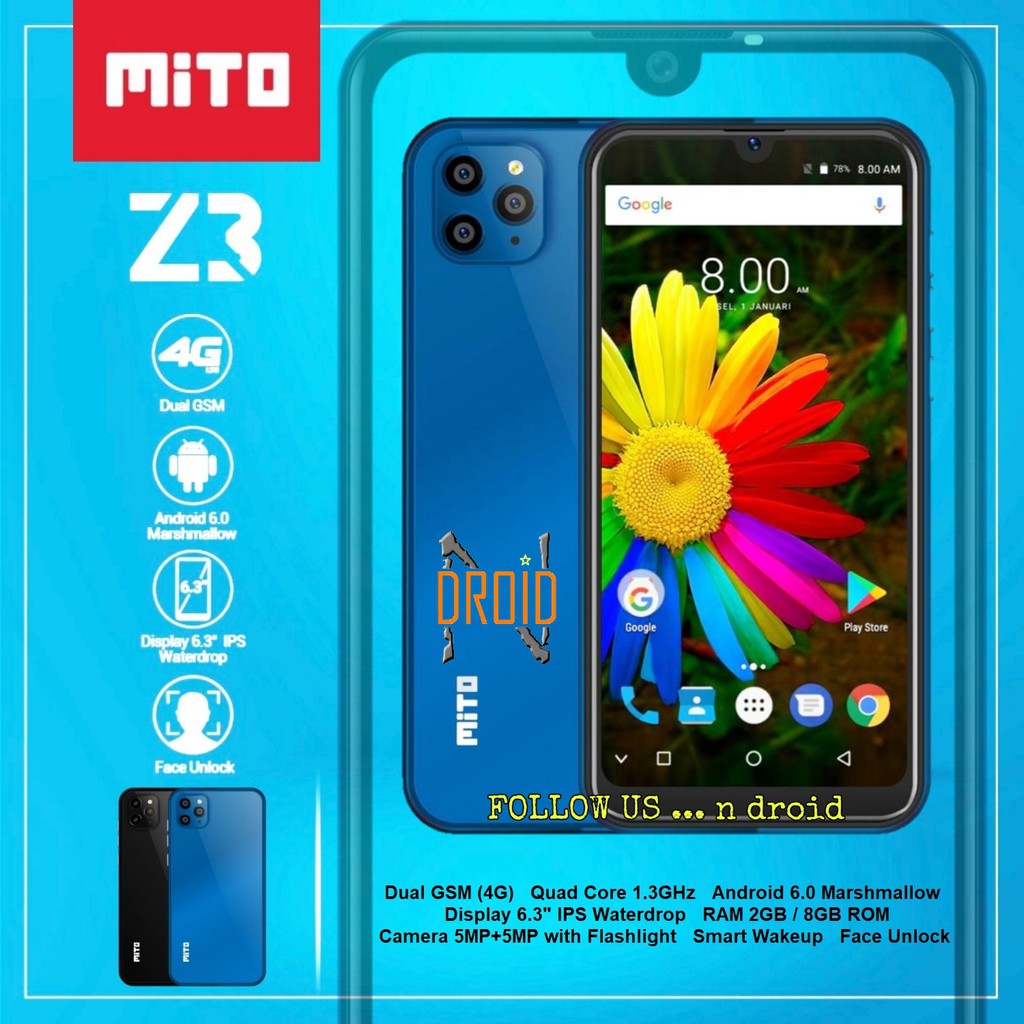 Hp Mito Z3 Ram 2gb Hp Android 4g 6 3 Waterdrop Ram 2gb Rom 8gb Hp Android Mito Z3 Shopee Indonesia