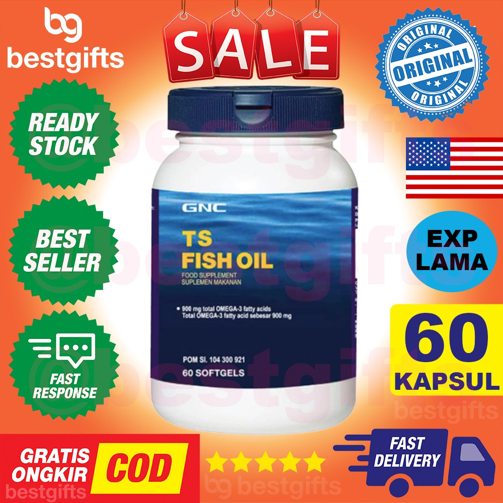 GNC TS FISH OIL OMEGA 3 900MG MINYAK IKAN HIPERTENSI KOLESTEROL JANTUNG KORONER SENDI MATA 60 KAPSUL