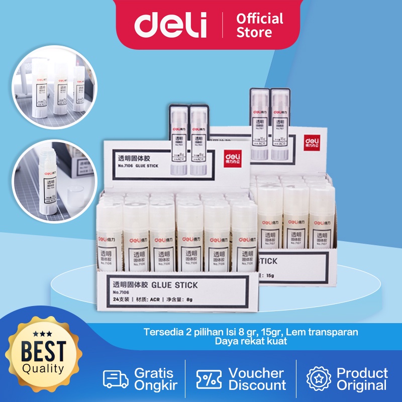 

Deli lem bening & kuat 8g/15g untuk sekolah dan Kantor 7106 7107