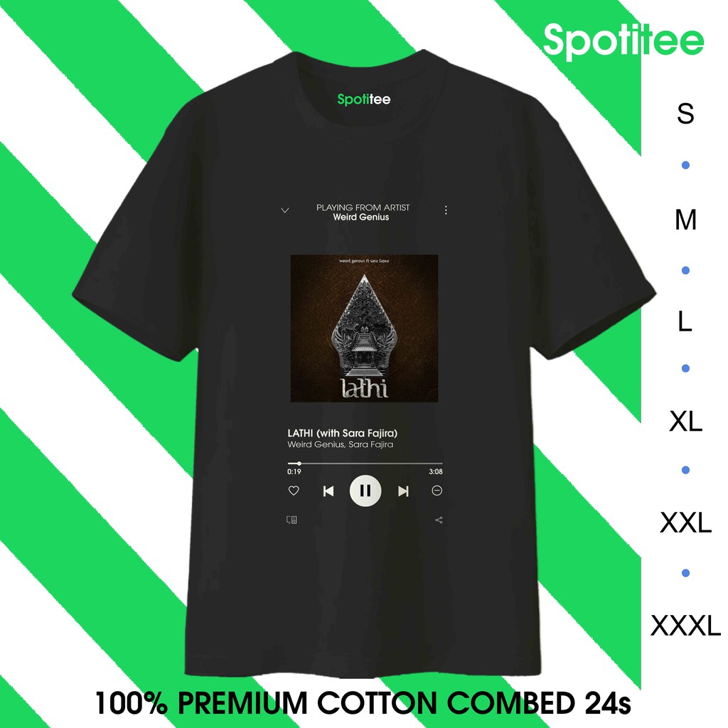 Spotitee Premium - Kaos Spotify Weird Genius - Lathi - T Shirt Lagu Spotify Premium - Tshirt Wayang