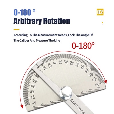Stainless Degree protractor / busur derajat / pengukur sudut / penggaris busur Alat Ukur Sudut-4